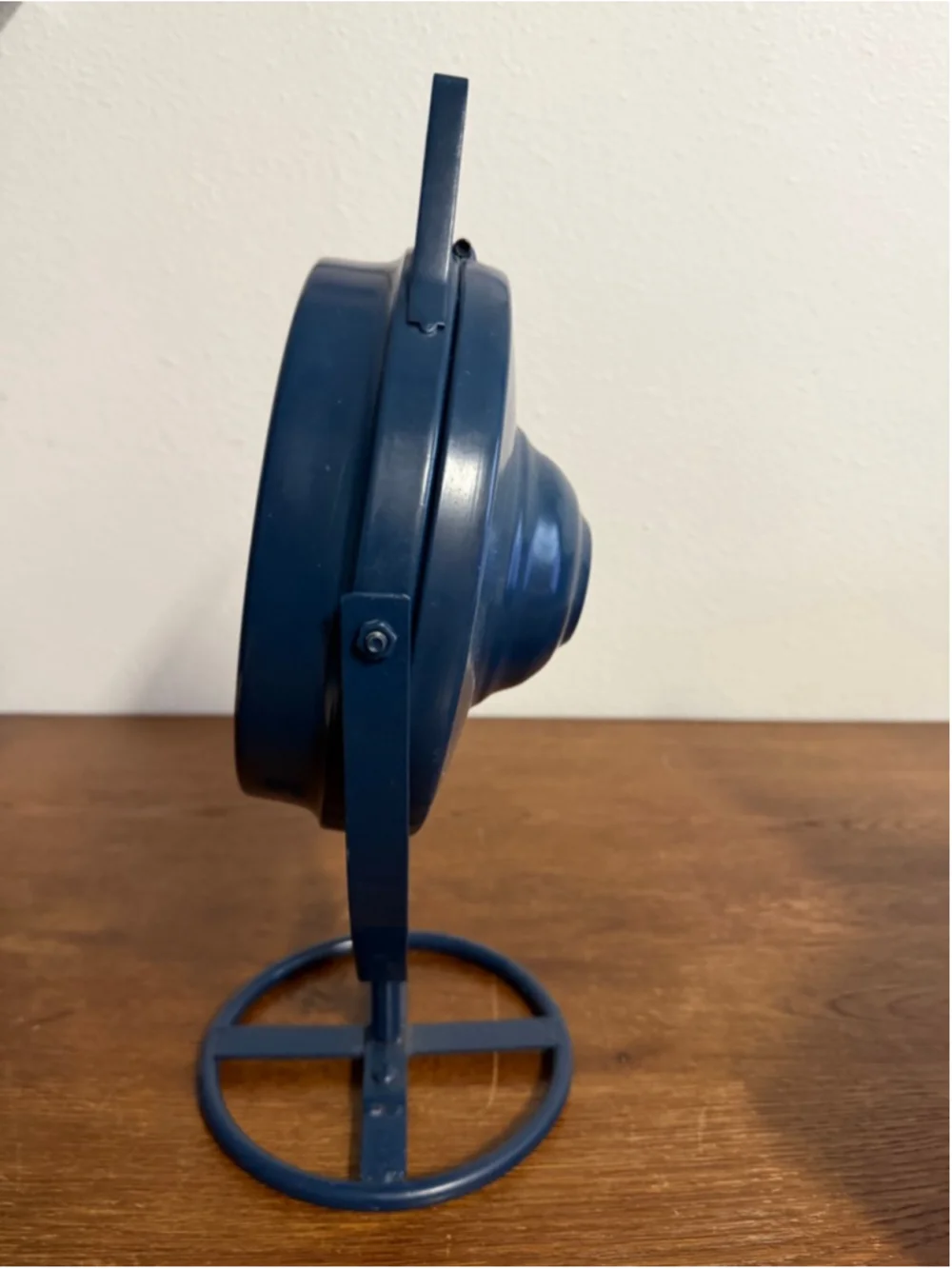 Vintage Style Blue Metal Desk Clock on Stand Industrial Farmhouse Decor Quartz